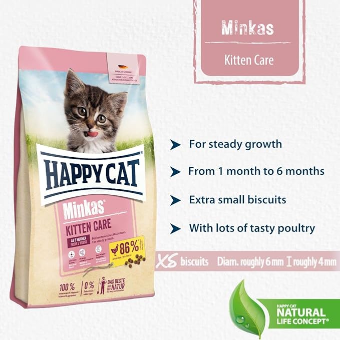 Happy Cat Minkas Kitten Care Dry Cat Food – 1.5 Kg | Natural Growth Formula
