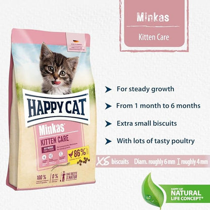 Happy Cat Minkas Kitten Care Dry Cat Food – 1.5 Kg | Natural Growth Formula